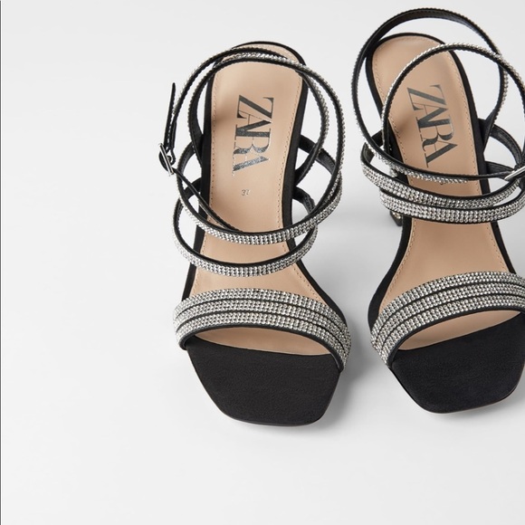 ZARA Jewel Beaded Heeled Sandals - Picture 5 of 7